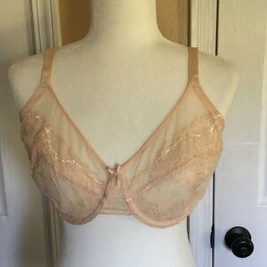 Sheer Lace Underwire Bra in Nude Peach - Delicate Support